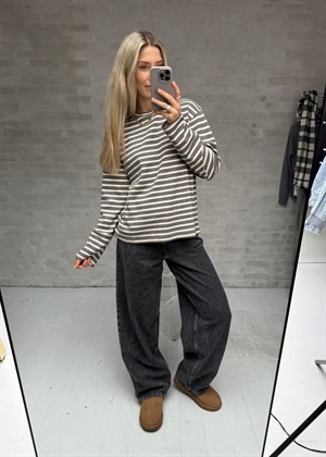 Nete stripe bluse Grey Melange/Offwhite Boii Studios 